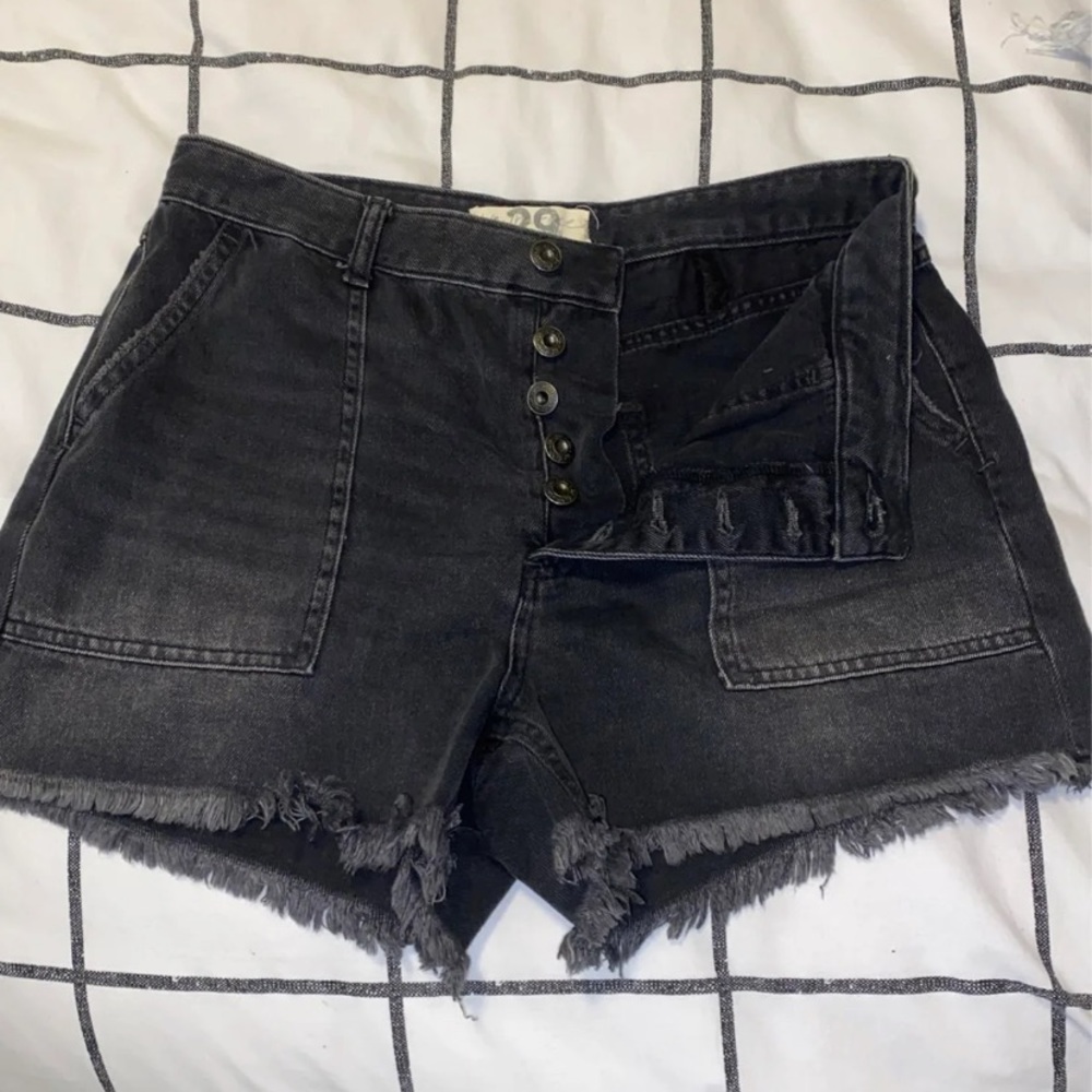 Free people black denim shorts